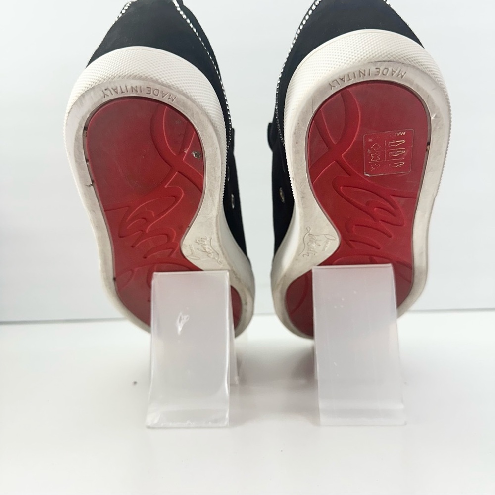 EUC! Christian Louboutin Black Suede Kiddo Bordo Crystal Velcro Sneakers 37 7 - Picture 4 of 15